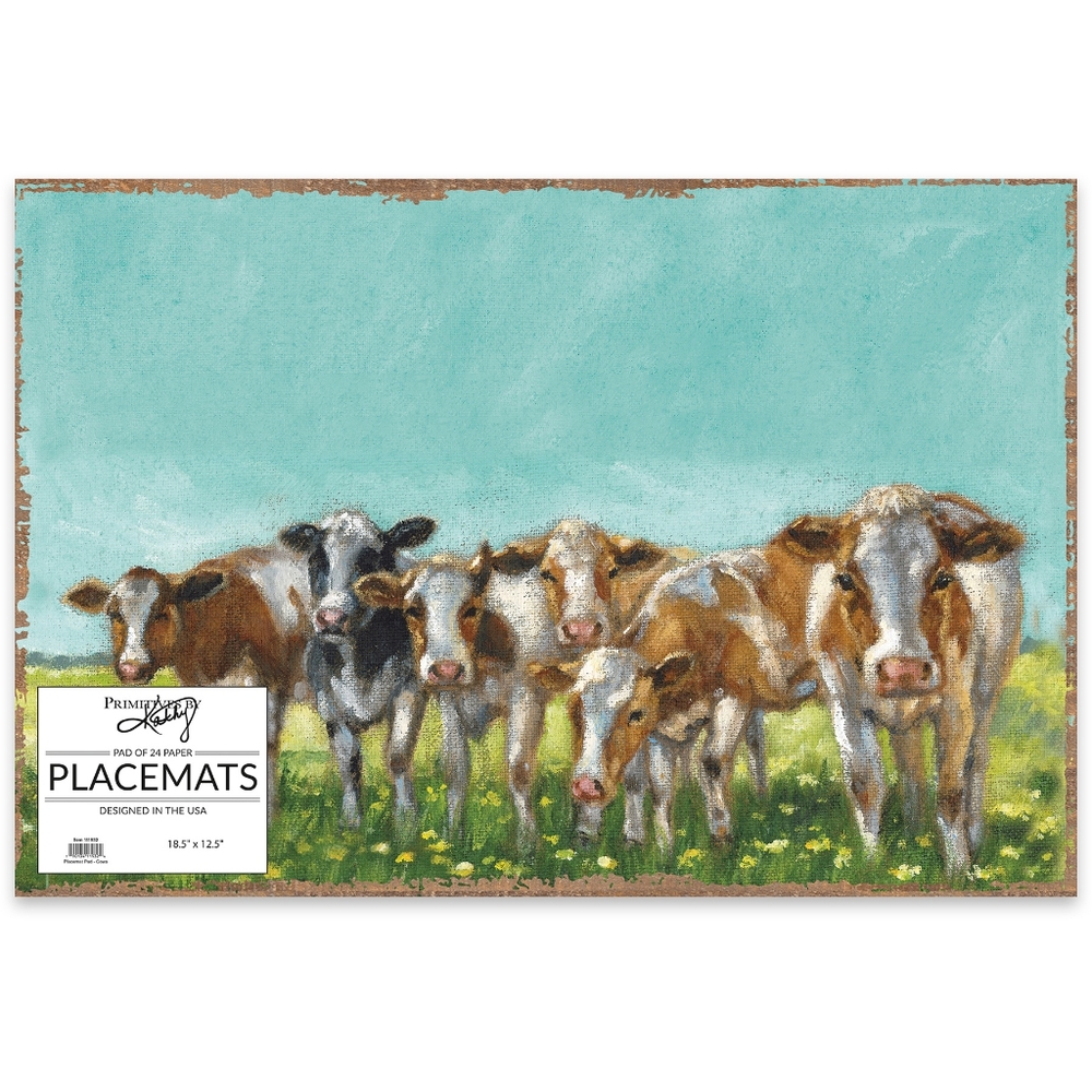 Placemats Paper Pad Cows Urban Farmhouse Farm Country Dairy Heifer Holstein